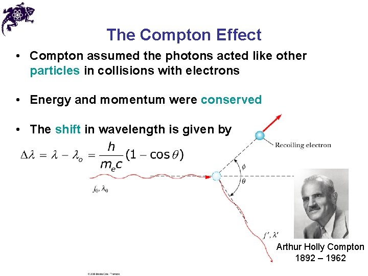 The Compton Effect • Compton assumed the photons acted like other particles in collisions