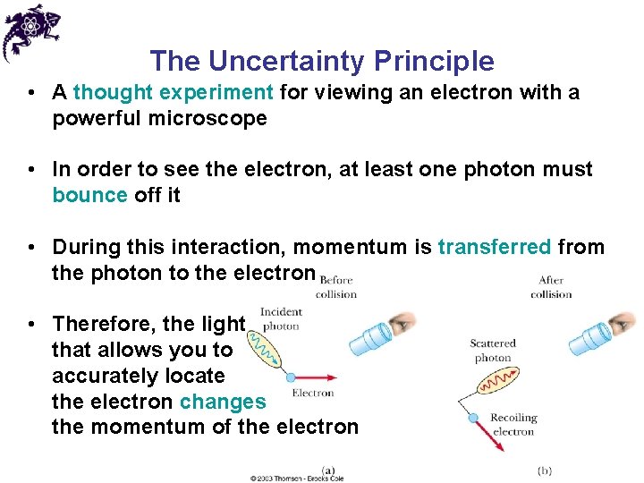 The Uncertainty Principle • A thought experiment for viewing an electron with a powerful