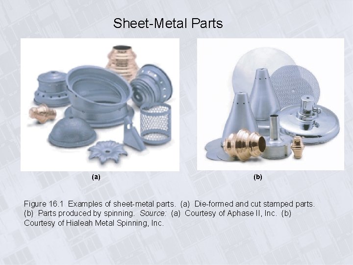 Sheet-Metal Parts (a) (b) Figure 16. 1 Examples of sheet-metal parts. (a) Die-formed and