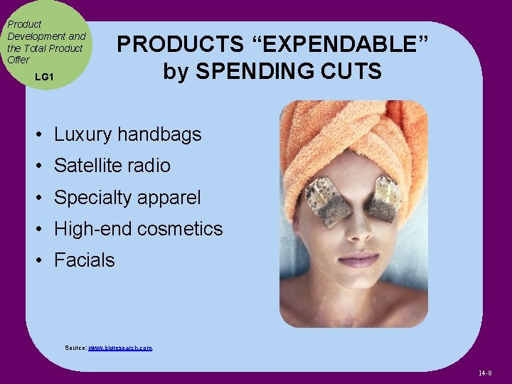 Product Development and the Total Product Offer LG 1 PRODUCTS “EXPENDABLE” by SPENDING CUTS
