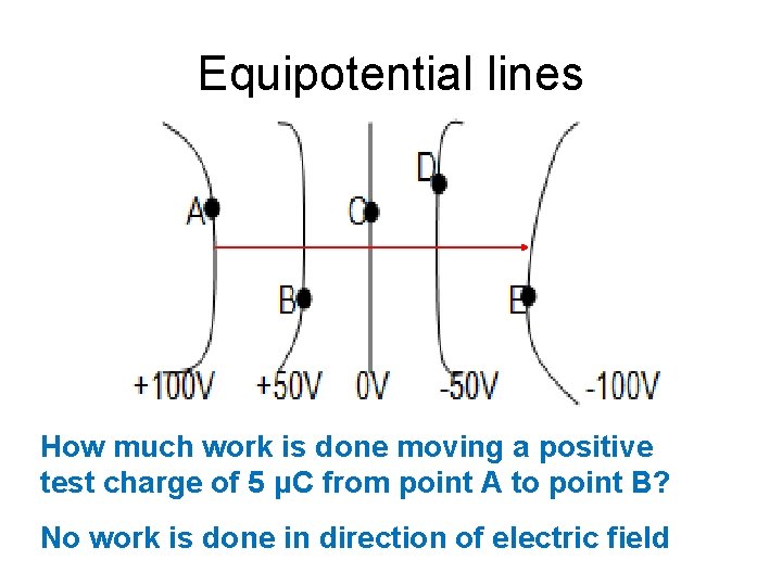 Equipotential lines How much work is done moving a positive test charge of 5