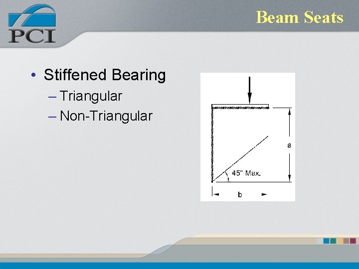 Beam Seats • Stiffened Bearing – Triangular – Non-Triangular 