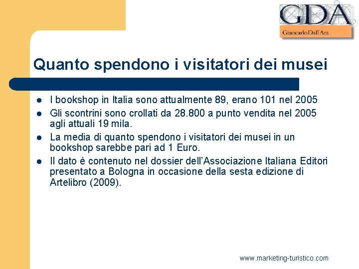 Quanto spendono i visitatori dei musei l l I bookshop in Italia sono attualmente Quanto spendono i visitatori dei musei l l I bookshop in Italia sono attualmente