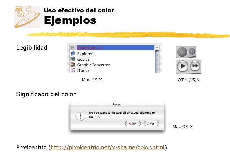 Uso efectivo del color Ejemplos Legibilidad Mac OS X QT 4 / 5, 6