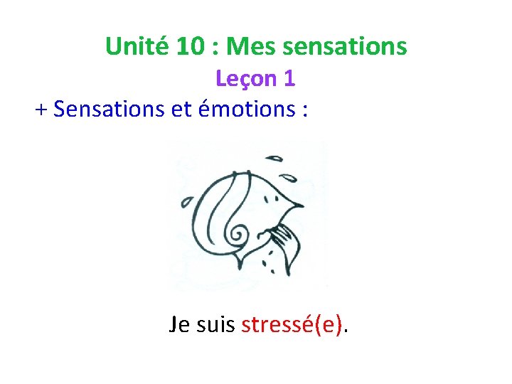 Unité 10 : Mes sensations Leçon 1 + Sensations et émotions : Je suis