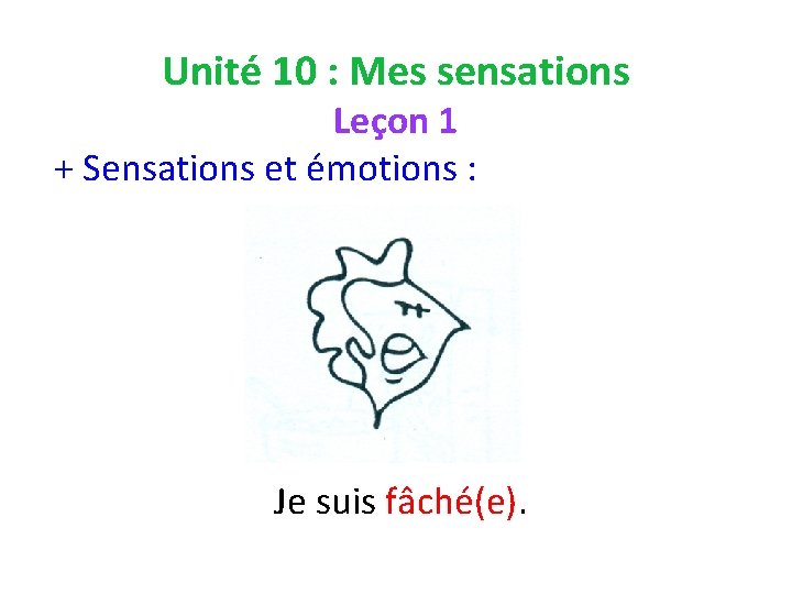 Unité 10 : Mes sensations Leçon 1 + Sensations et émotions : Je suis