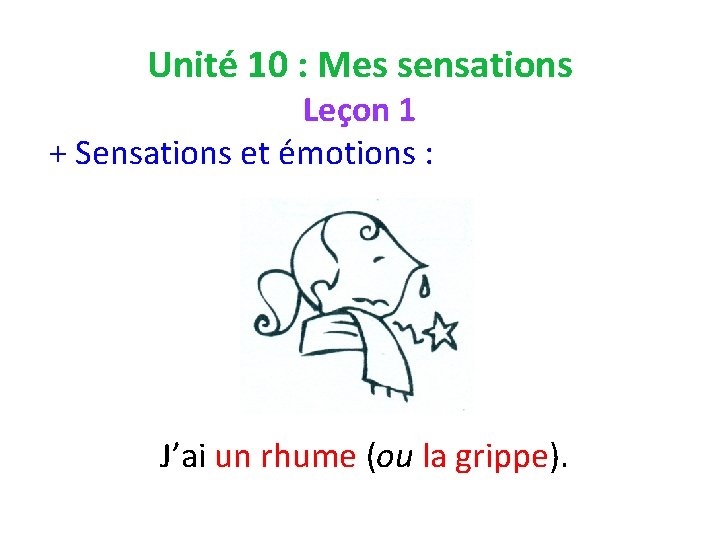 Unité 10 : Mes sensations Leçon 1 + Sensations et émotions : J’ai un