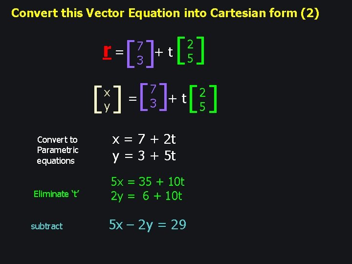 Convert this Vector Equation into Cartesian form (2) ] [] [ ] =[ ]+