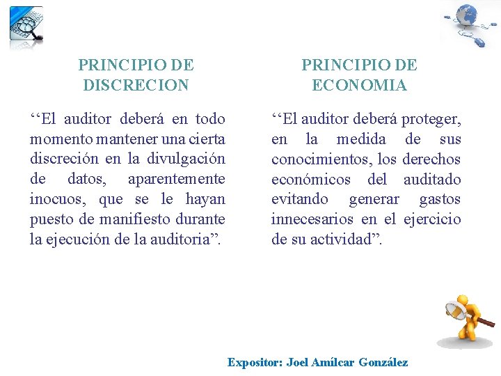 PRINCIPIO DE DISCRECION ‘‘El auditor deberá en todo momento mantener una cierta discreción en