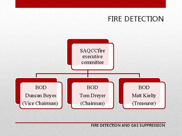 FIRE DETECTION SAQCCfire executive committee BOD Duncan Boyes BOD Tom Dreyer BOD Matt Kielty