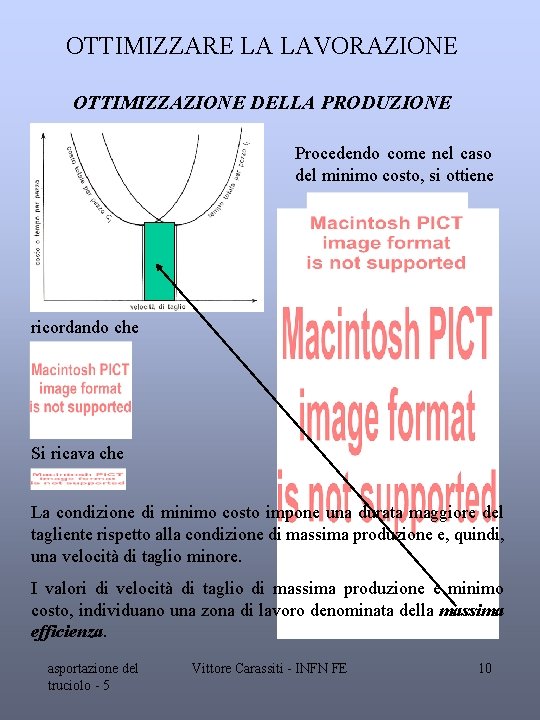 OTTIMIZZARE LA LAVORAZIONE OTTIMIZZAZIONE DELLA PRODUZIONE Procedendo come nel caso del minimo costo, si