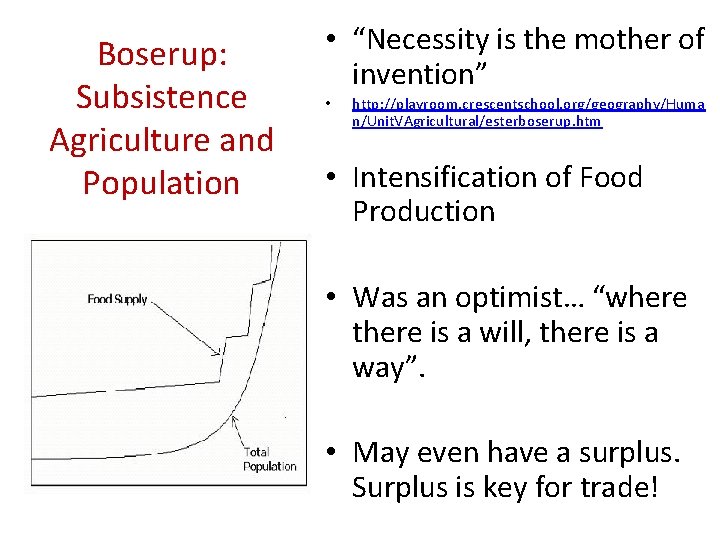 Boserup: Subsistence Agriculture and Population • “Necessity is the mother of invention” • http: