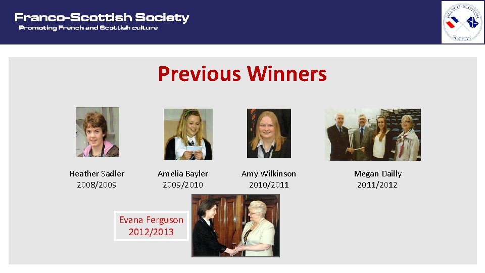 Previous Winners Heather Sadler 2008/2009 Amelia Bayler 2009/2010 Evana Ferguson 2012/2013 Amy Wilkinson 2010/2011