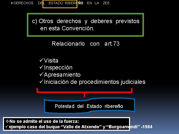 ØDERECHOS DEL ESTADO RIBEREÑO EN LA ZEE. c) Otros derechos y deberes previstos en
