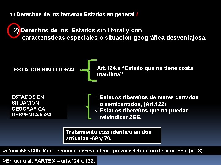 1) Derechos de los terceros Estados en general / 2) Derechos de los Estados