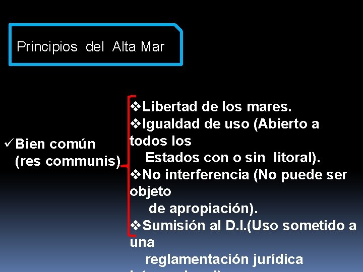 Principios del Alta Mar v. Libertad de los mares. v. Igualdad de uso (Abierto