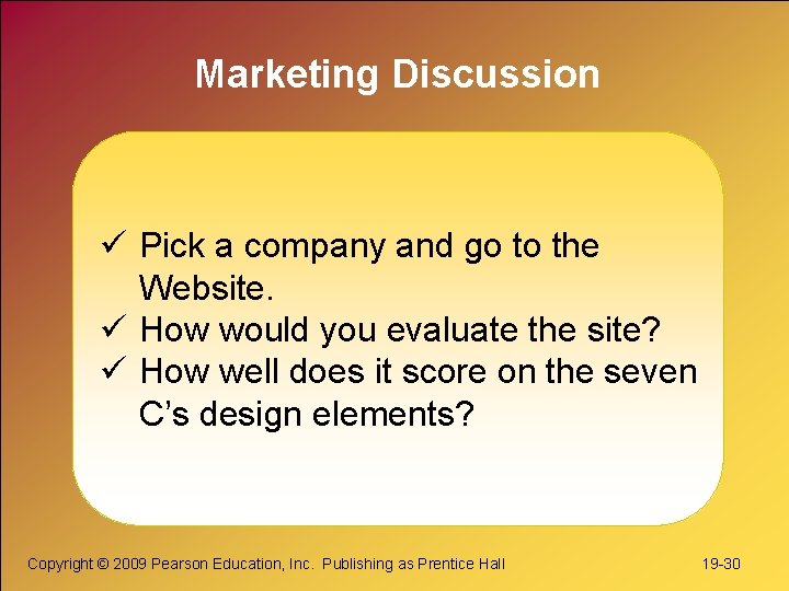 Marketing Discussion ü Pick a company and go to the Website. ü How would Marketing Discussion ü Pick a company and go to the Website. ü How would