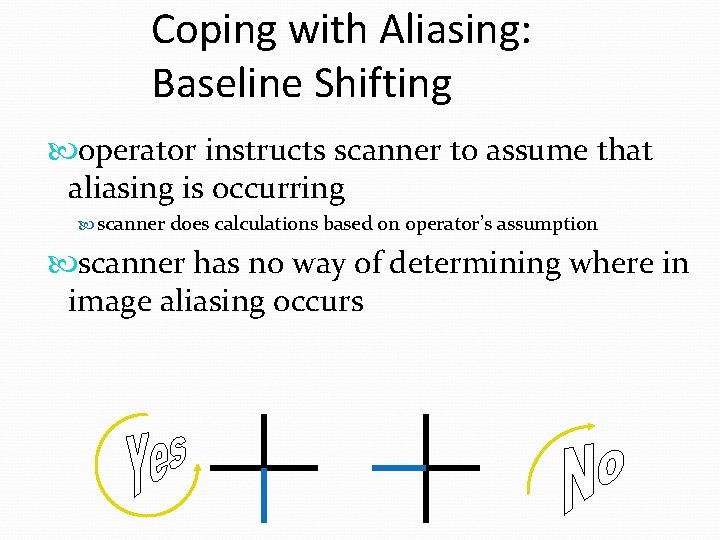 Coping with Aliasing: Baseline Shifting operator instructs scanner to assume that aliasing is occurring Coping with Aliasing: Baseline Shifting operator instructs scanner to assume that aliasing is occurring