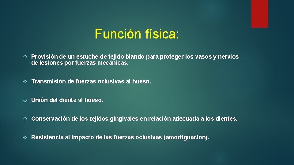 Función física: v Provisión de un estuche de tejido blando para proteger los vasos