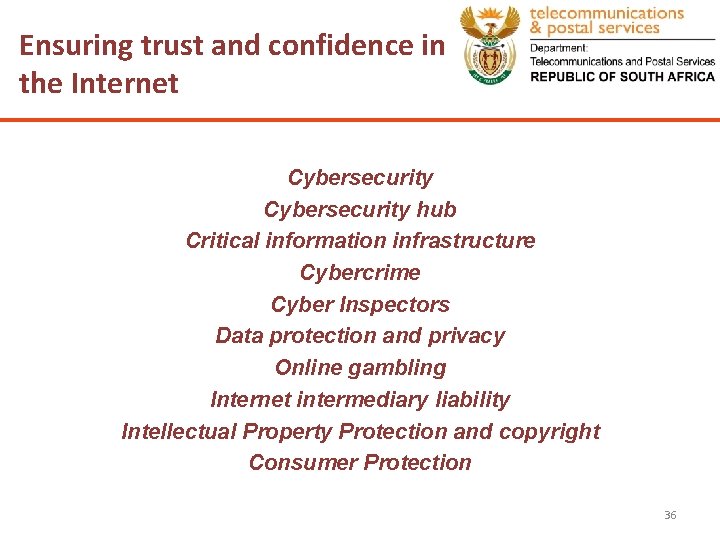 Ensuring trust and confidence in the Internet Cybersecurity hub Critical information infrastructure Cybercrime Cyber