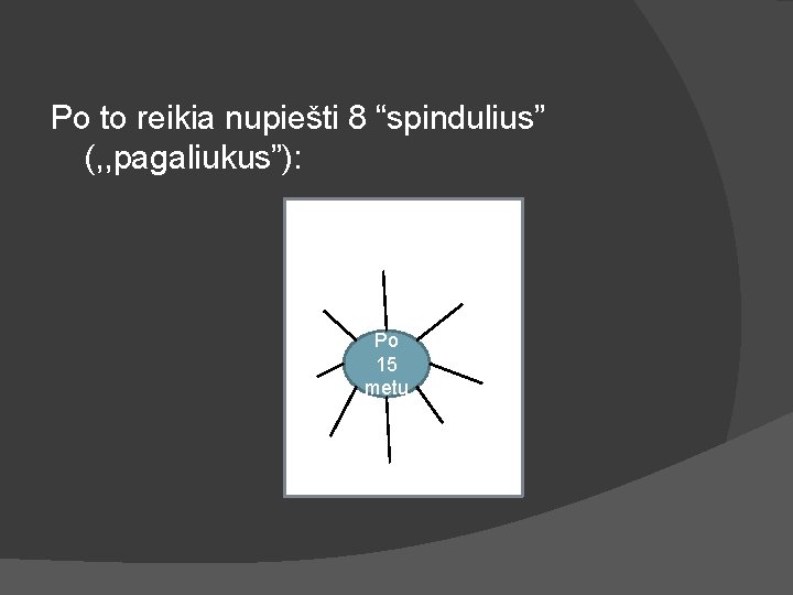 Po to reikia nupiešti 8 “spindulius” (, , pagaliukus”): Po 15 metų 