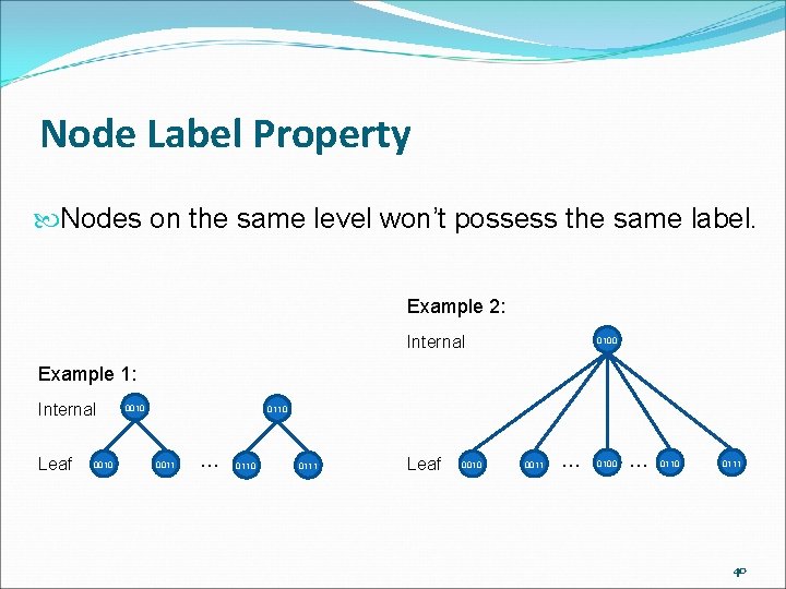 Node Label Property Nodes on the same level won’t possess the same label. Example