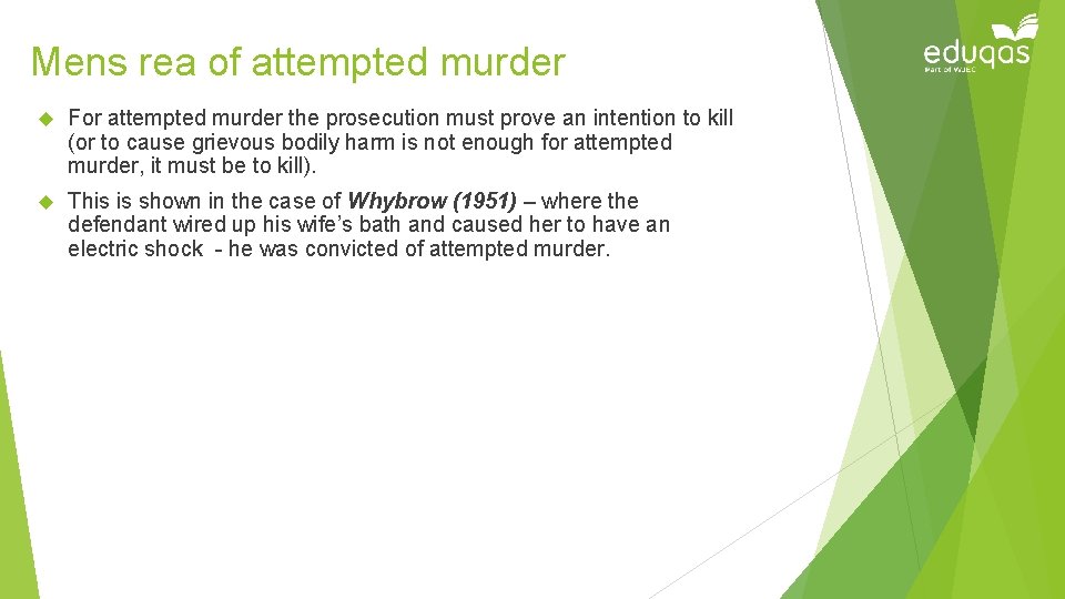 Mens rea of attempted murder For attempted murder the prosecution must prove an intention Mens rea of attempted murder For attempted murder the prosecution must prove an intention