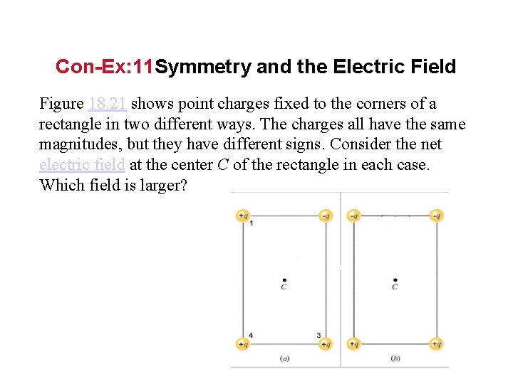 Con-Ex: 11 Symmetry and the Electric Field Figure 18. 21 shows point charges fixed