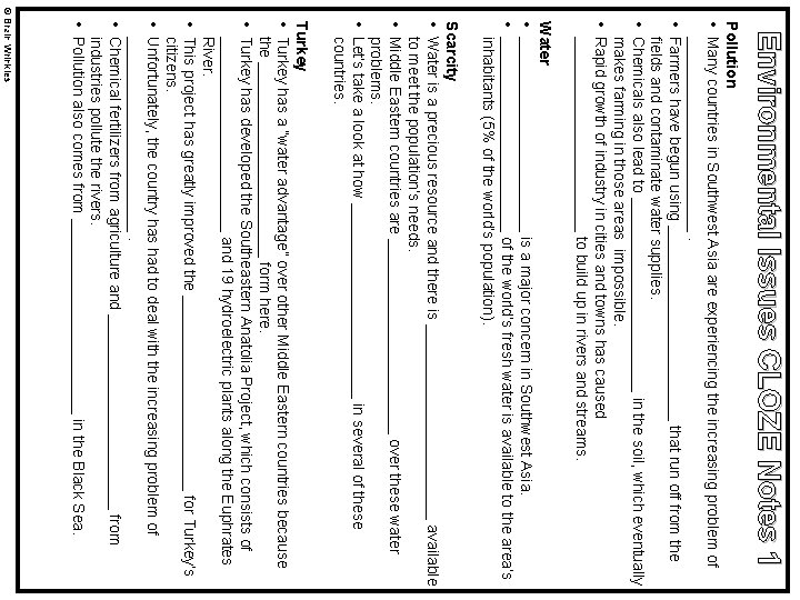 Environmental Issues CLOZE Notes 1 Pollution • Many countries in Southwest Asia are experiencing