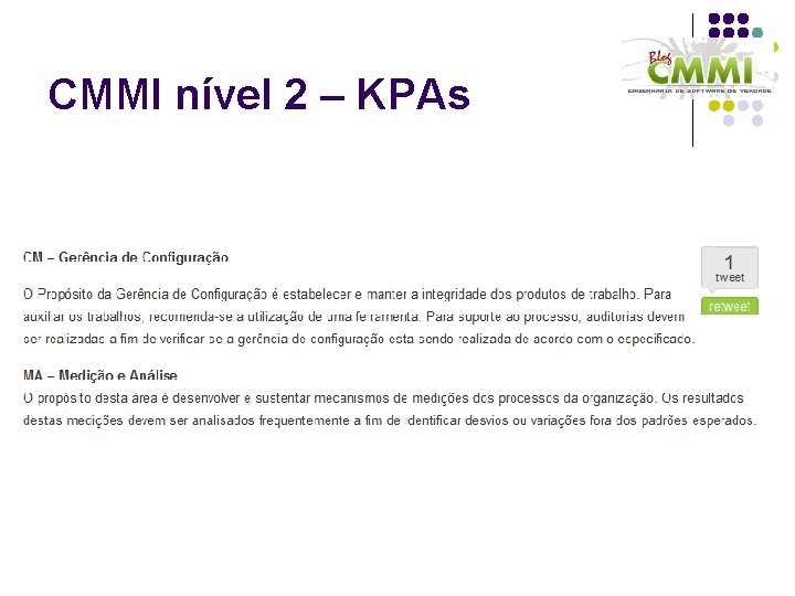 CMMI nível 2 – KPAs 