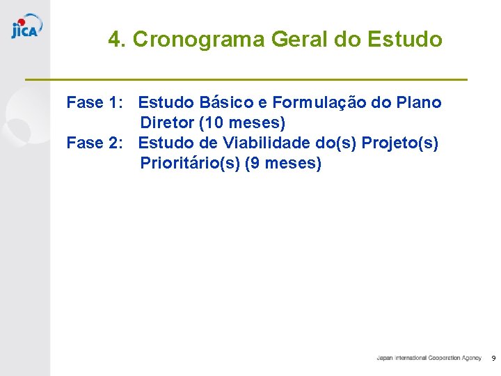 4. Cronograma Geral do Estudo Fase 1: Estudo Básico e Formulação do Plano Diretor