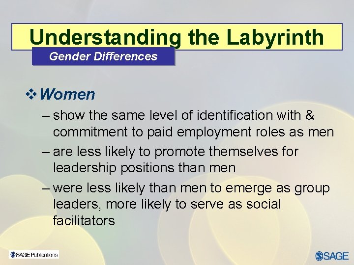 Understanding the Labyrinth Gender Differences v. Women – show the same level of identification