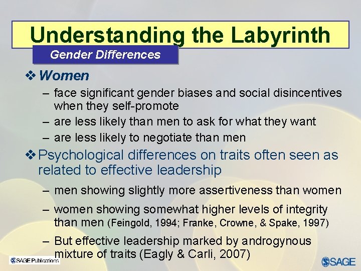 Understanding the Labyrinth Gender Differences v Women – face significant gender biases and social