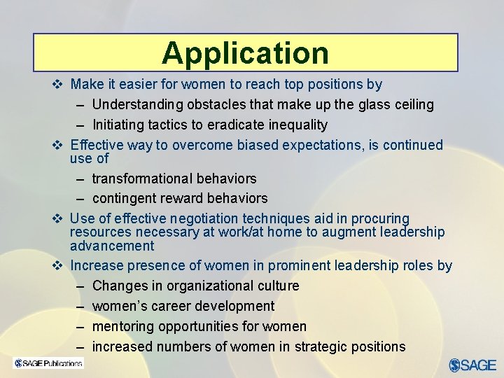Application v Make it easier for women to reach top positions by – Understanding
