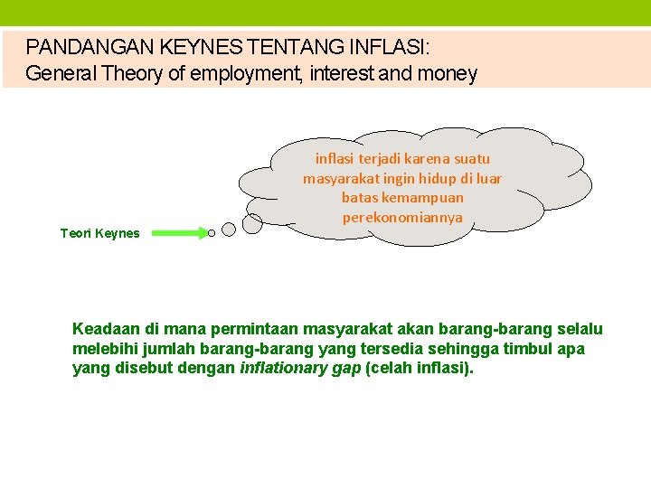 PANDANGAN KEYNES TENTANG INFLASI: General Theory of employment, interest and money Teori Keynes inflasi