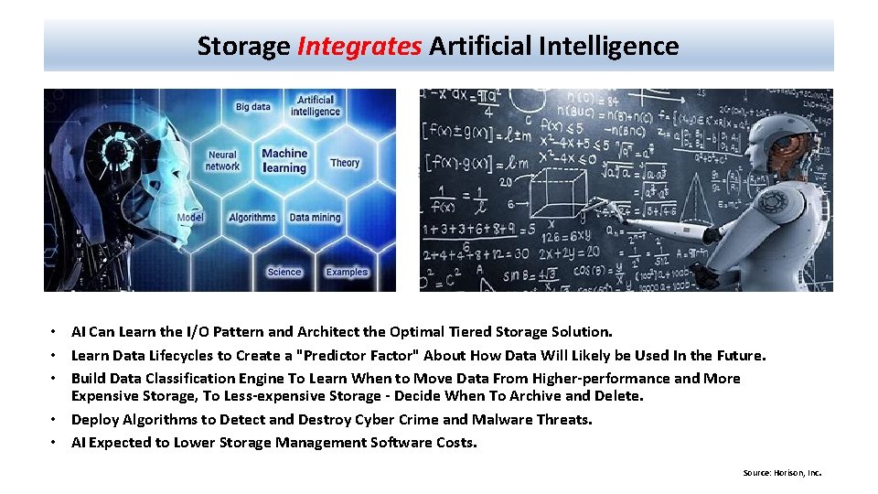 Storage Integrates Artificial Intelligence • AI Can Learn the I/O Pattern and Architect the