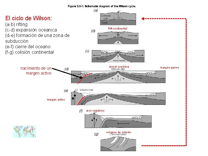 (a) El ciclo de Wilson: (a-b) rifting (c-d) expansión oceanica (d-e) formación de una (a) El ciclo de Wilson: (a-b) rifting (c-d) expansión oceanica (d-e) formación de una