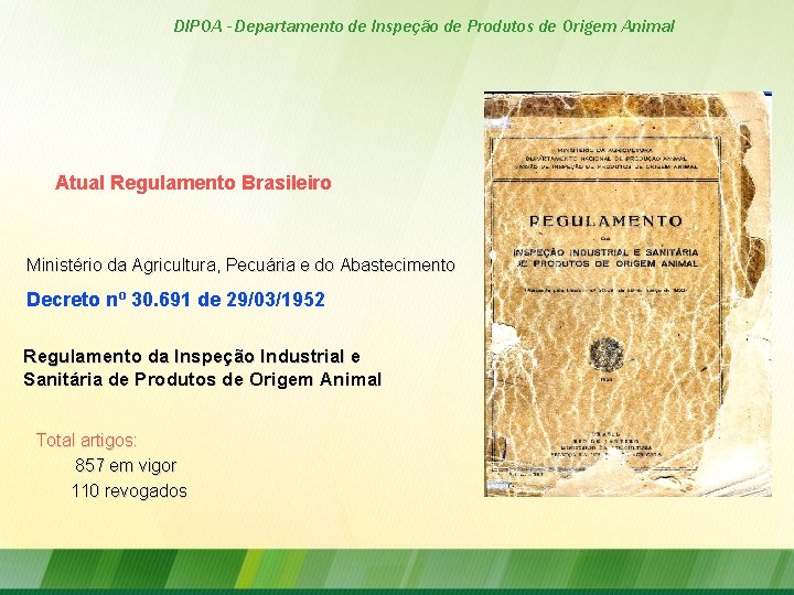 DIPOA - Departamento de Inspeção de Produtos de Origem Animal Atual Regulamento Brasileiro Ministério