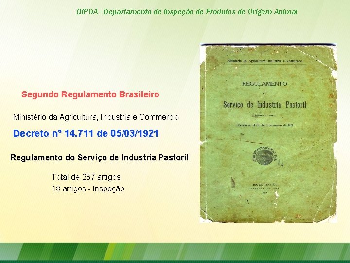 DIPOA - Departamento de Inspeção de Produtos de Origem Animal Segundo Regulamento Brasileiro Ministério