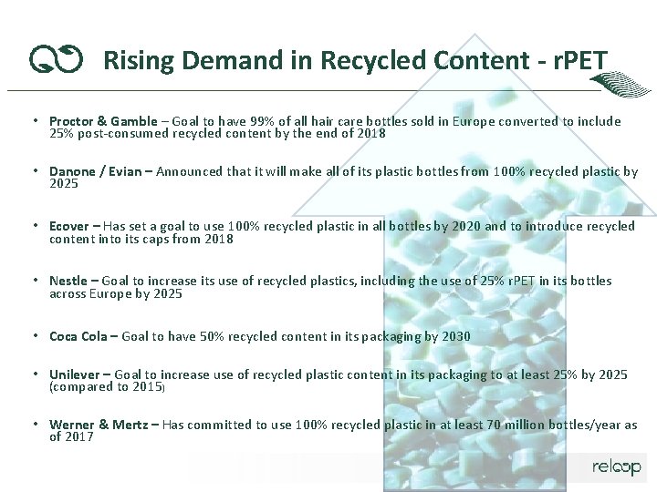 Rising Demand in Recycled Content - r. PET • Proctor & Gamble – Goal Rising Demand in Recycled Content - r. PET • Proctor & Gamble – Goal