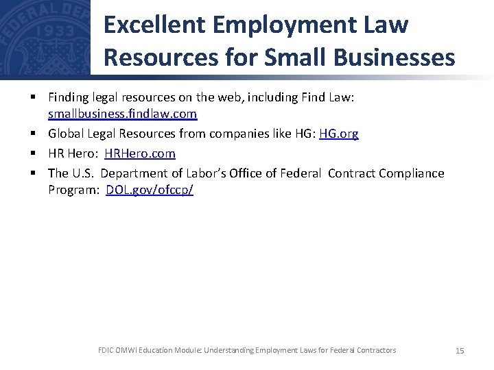 Excellent Employment Law Resources for Small Businesses § Finding legal resources on the web,