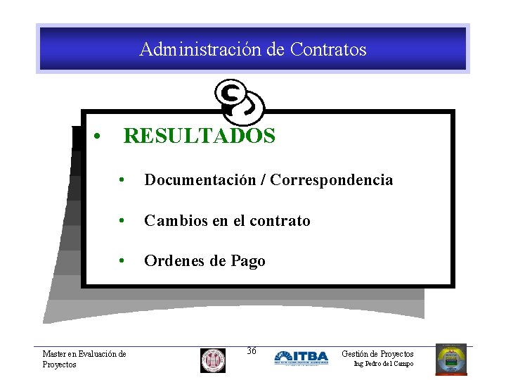 Administración de Contratos • RESULTADOS • Documentación / Correspondencia • Cambios en el contrato