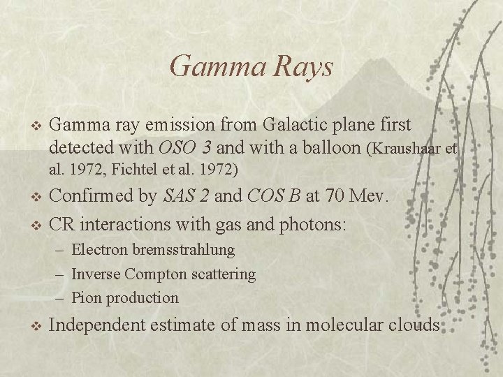 Gamma Rays v Gamma ray emission from Galactic plane first detected with OSO 3