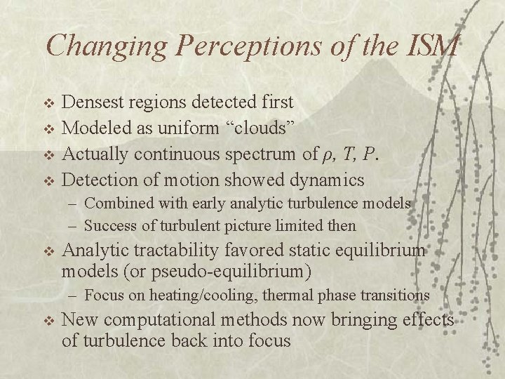 Changing Perceptions of the ISM v v Densest regions detected first Modeled as uniform