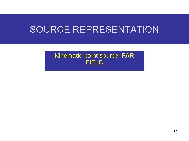 SOURCE REPRESENTATION Kinematic point source: FAR FIELD 32 