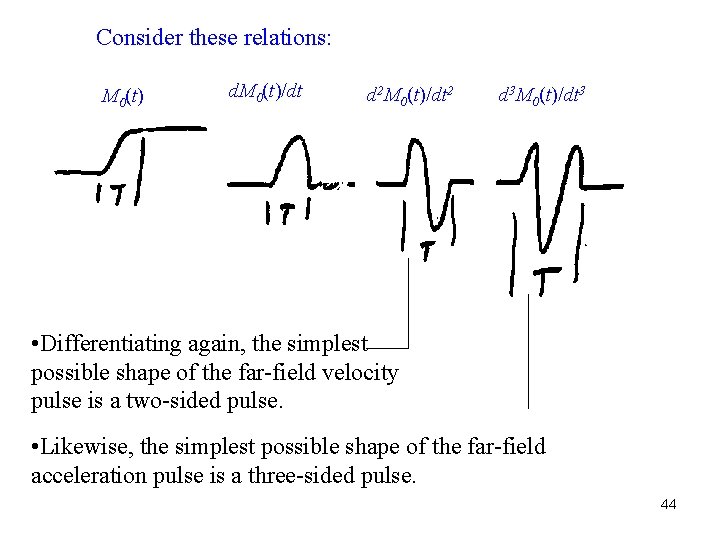 Consider these relations: M 0(t) d. M 0(t)/dt d 2 M 0(t)/dt 2 d