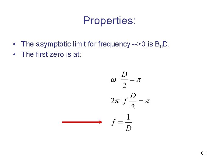 Properties: • The asymptotic limit for frequency -->0 is B 0 D. • The