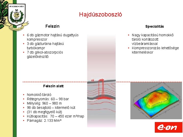 Hajdúszoboszló Felszín 6 db gázmotor hajtású dugattyús kompresszor 3 db gázturbina hajtású turbókompr 7