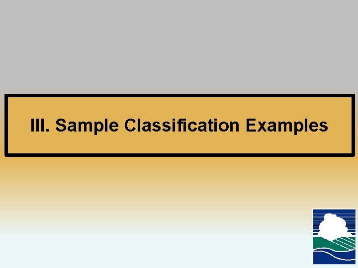 III. Sample Classification Examples 