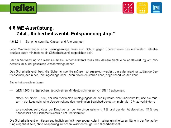 4. 6 WE-Ausrüstung, Zitat „Sicherheitsventil, Entspannungstopf“ 